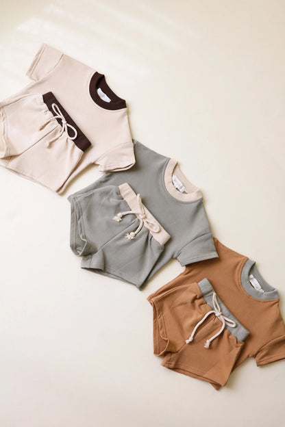 Two Tone Shorts Set